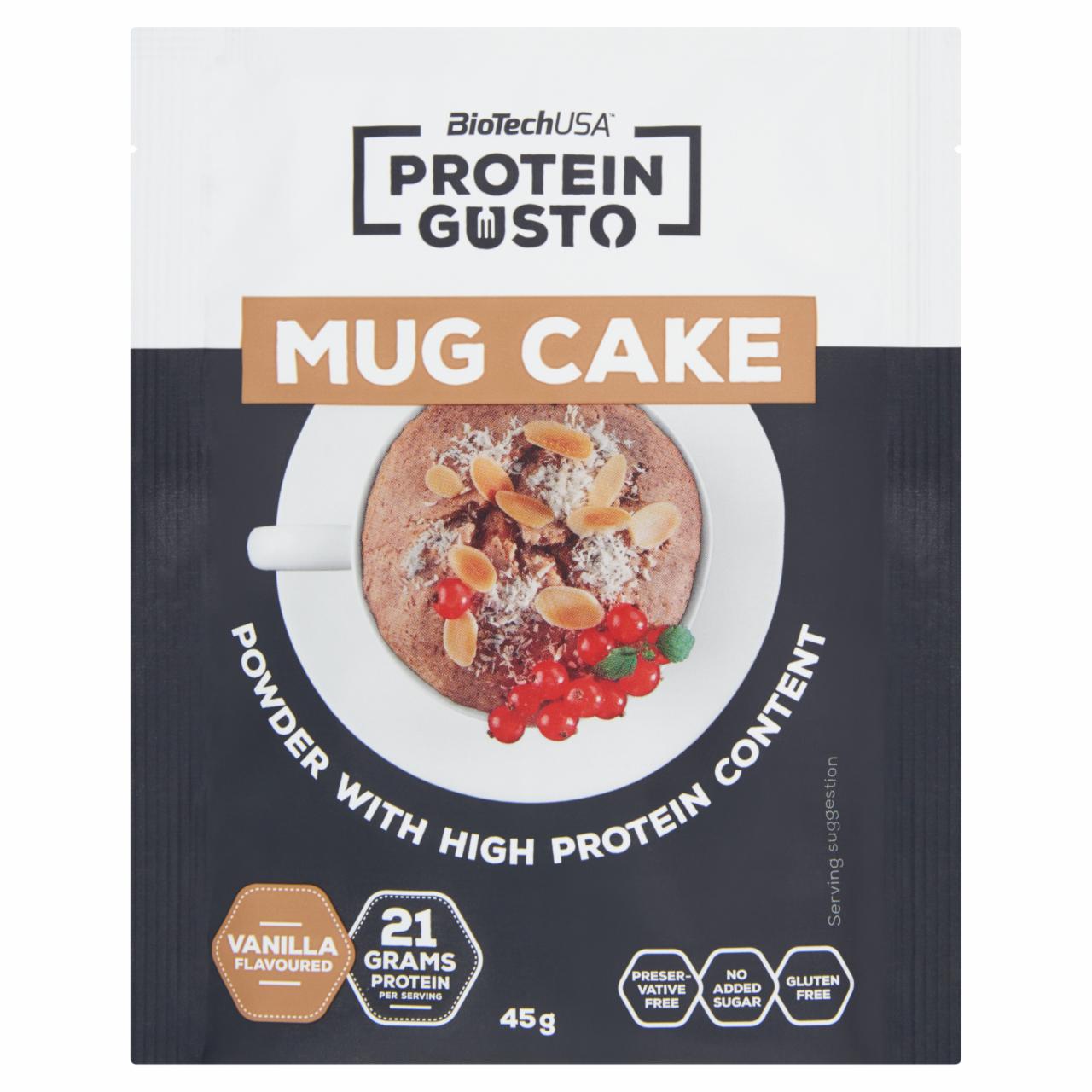 Képek - BioTechUSA Protein Gusto Mug Cake vanília ízű fehérjében gazdag bögrés süteménypor 45 g