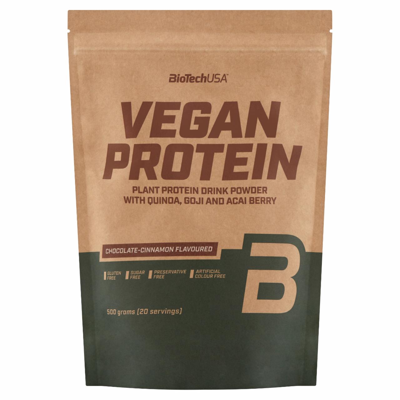 Képek - BioTechUSA Vegan Protein cukormentes csokoládé-fahéj ízű fehérje italpor édesítőszerekkel 500 g