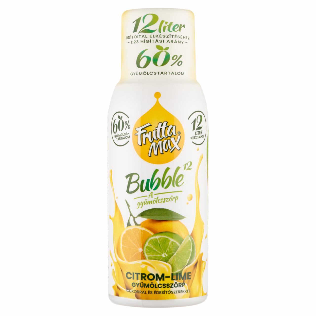 Képek - FruttaMax Bubble¹² citrom-lime gyümölcsszörp cukorral és édesítőszerekkel 500 ml
