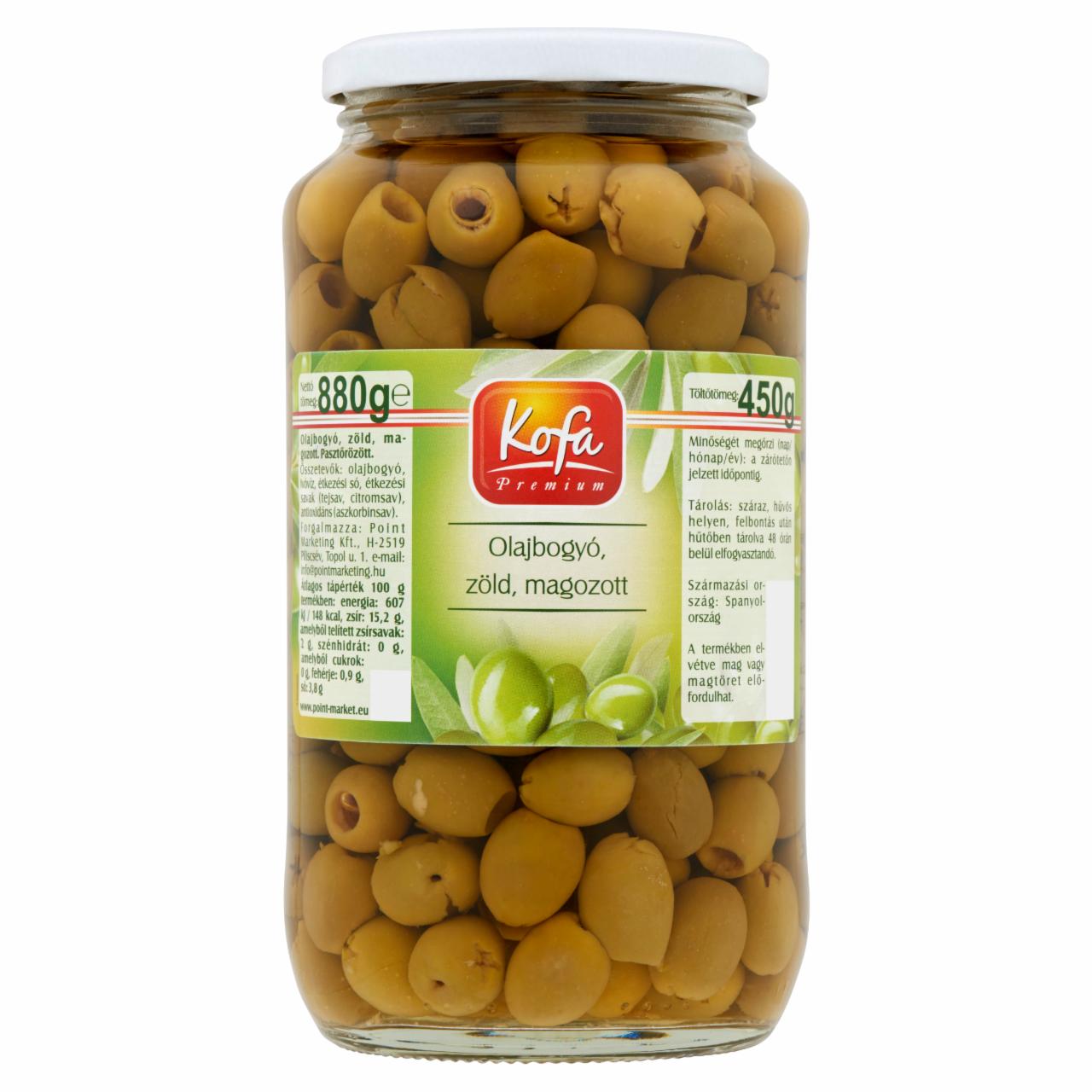 Képek - Kofa Premium zöld magozott olajbogyó 880 g