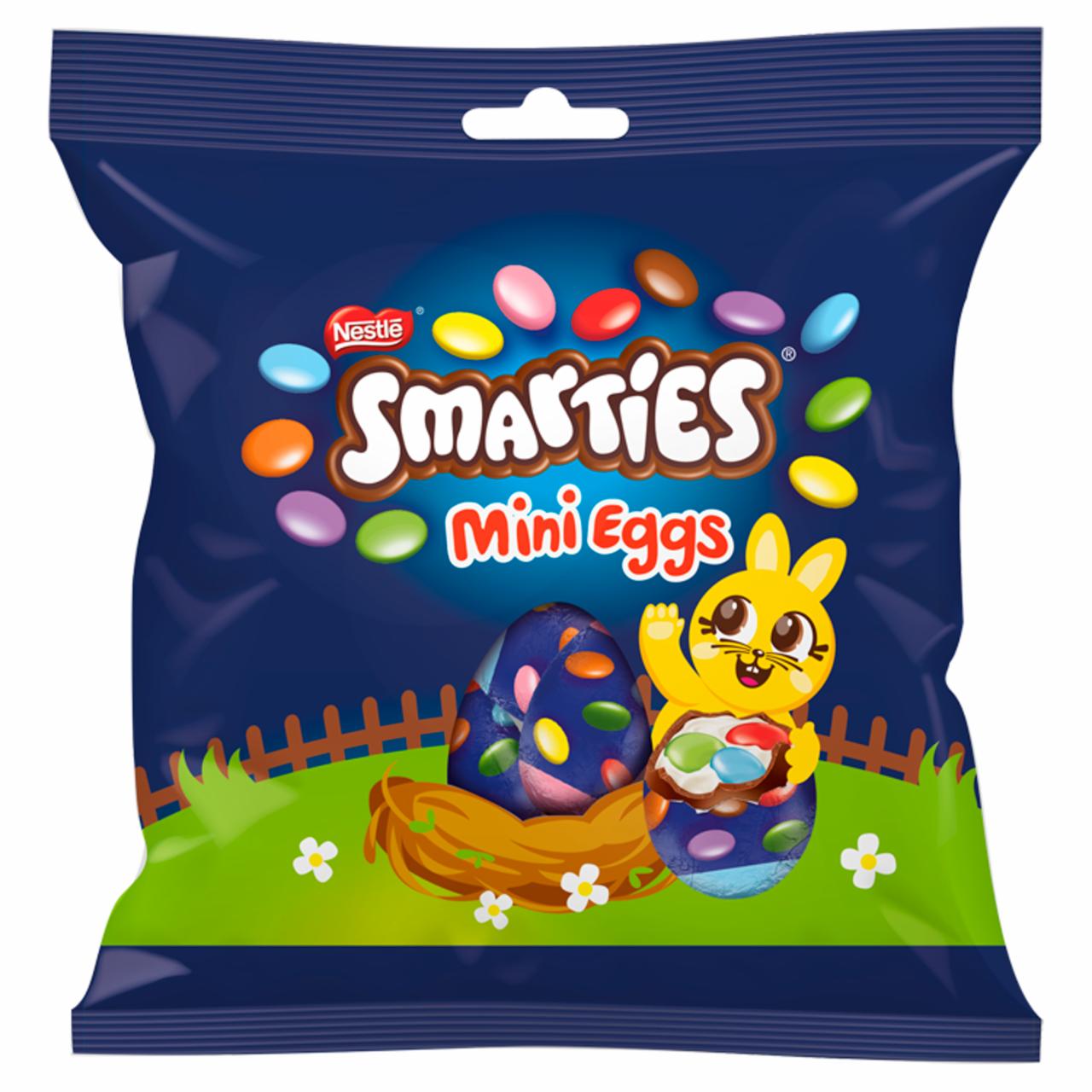 Képek - Smarties tejes krémmel töltött tejcsokoládé mini tojás tejcsokoládés cukordrazséval 81 g