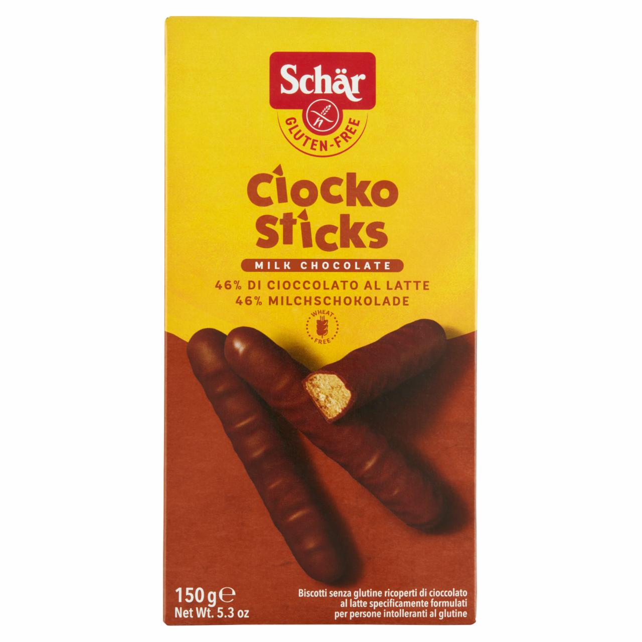 Képek - Schär Ciocko Sticks csokoládéba mártott keksz rudacska 150 g
