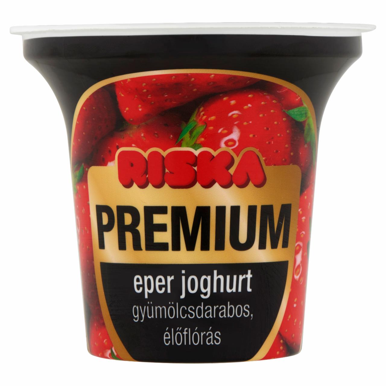 Képek - Riska Premium gyümölcsdarabos, élőflórás eper joghurt 200 g