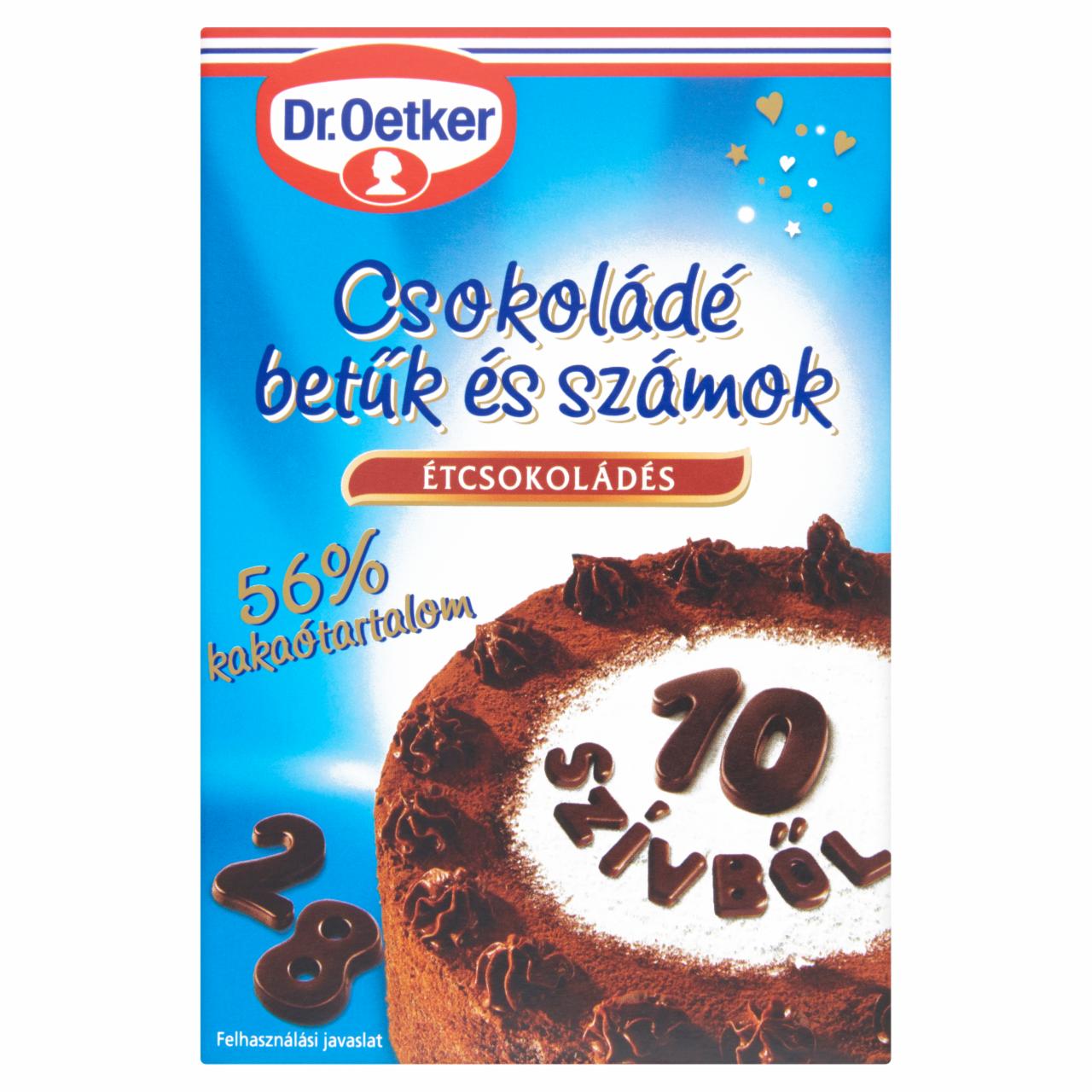 Képek - Dr. Oetker étcsokoládés csokoládé betűk és számok 60 g