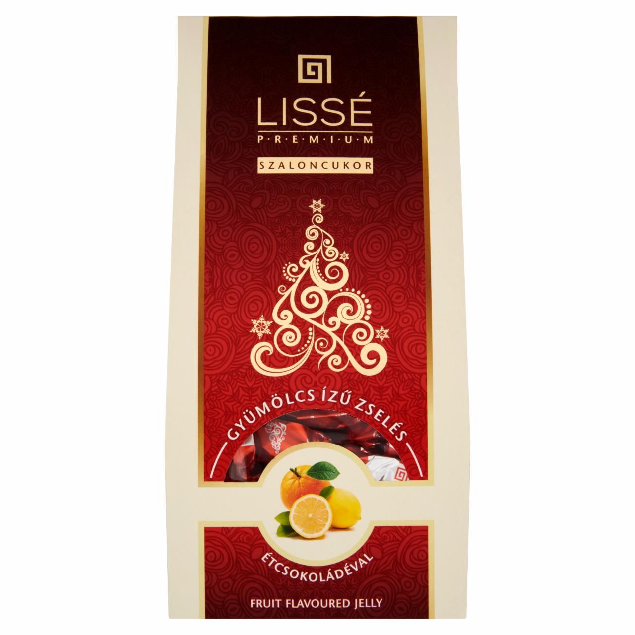 Képek - Lissé Premium étcsokoládéval mártott gyümölcs ízű zselés szaloncukor 380 g