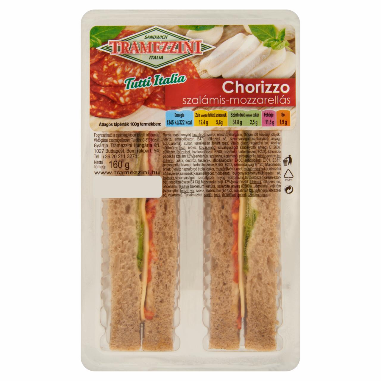 Képek - Chorizzo szalámis-mozzarellás szendvics Tramezzini