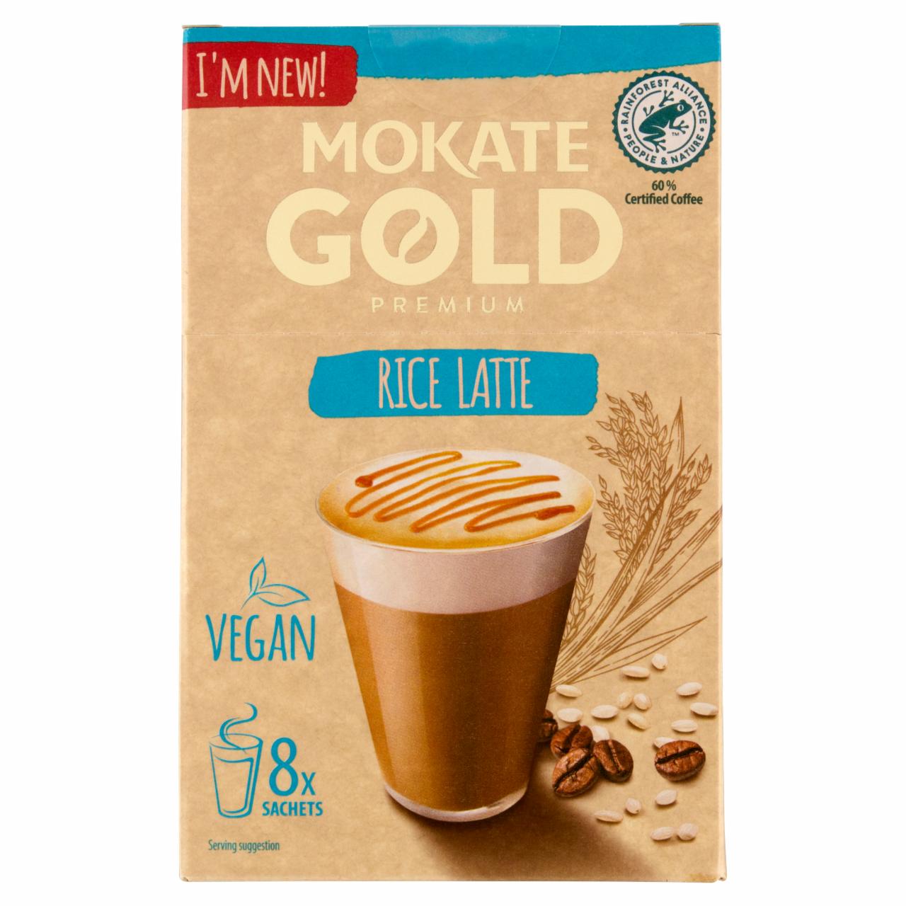 Képek - Mokate Gold Premium Rice Latte instant kávépor mix rizssziruppal 8 x 14 g (112 g)