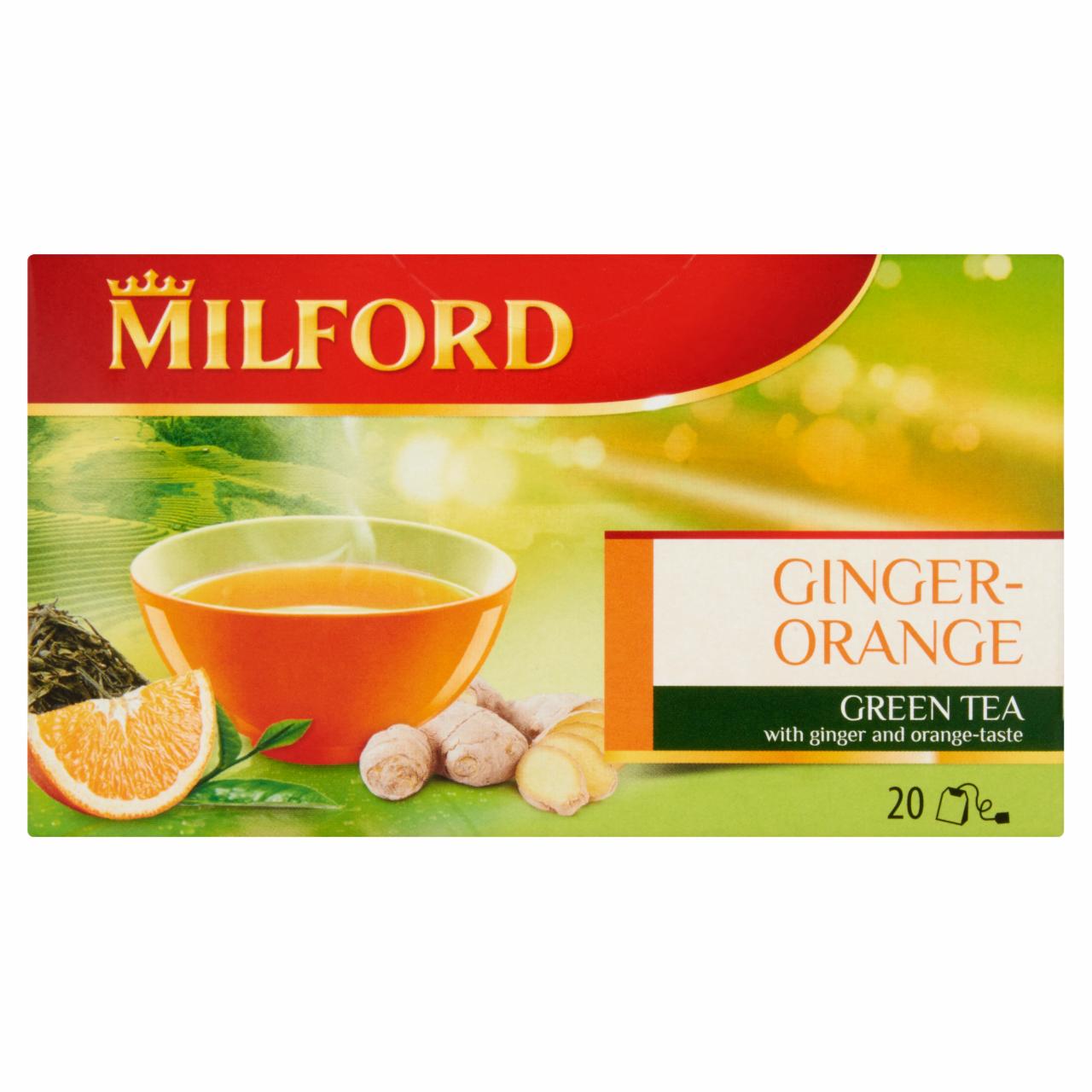 Képek - Milford Green Tea gyömbér-narancs ízű zöld tea 20 filter 35 g
