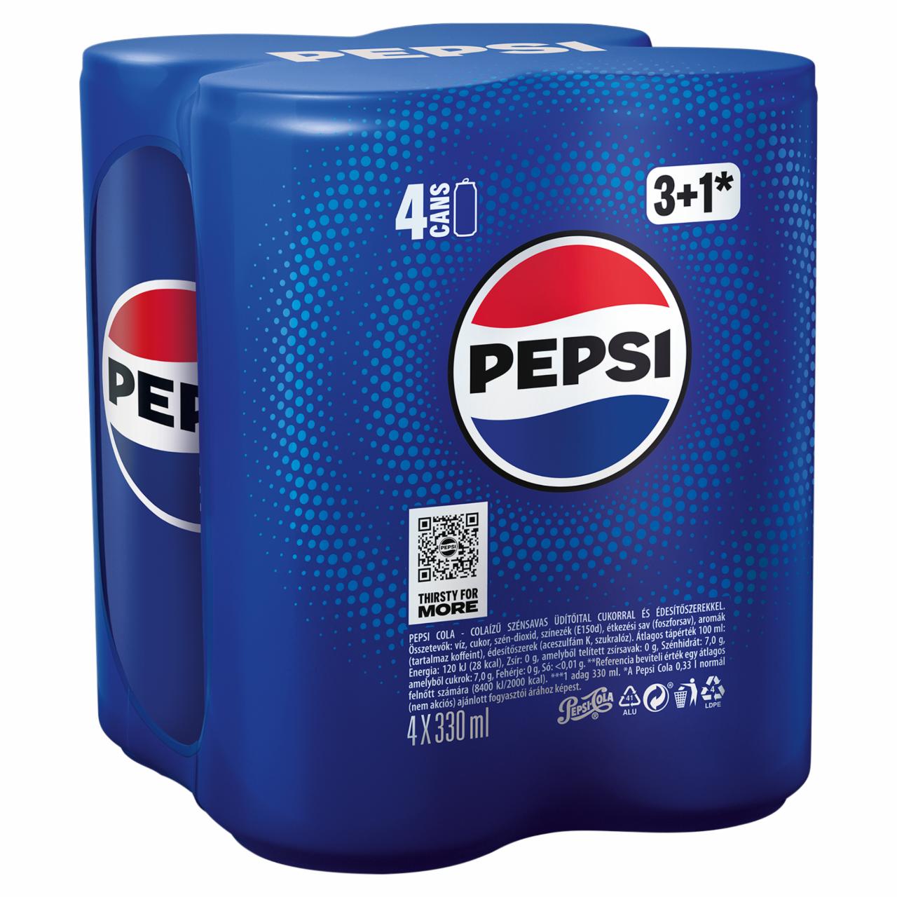 Képek - Pepsi Pepsi colaízű szénsavas üdítőital cukorral és édesítőszerekkel 4 x 330 ml