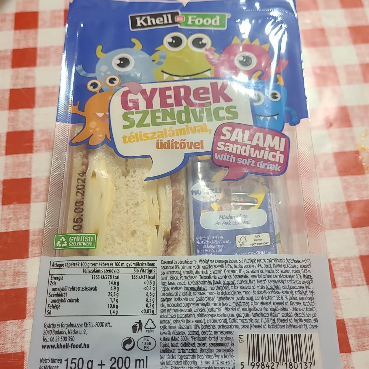 Képek - Gyerek szendvics téliszalámival, üditővel Khell food