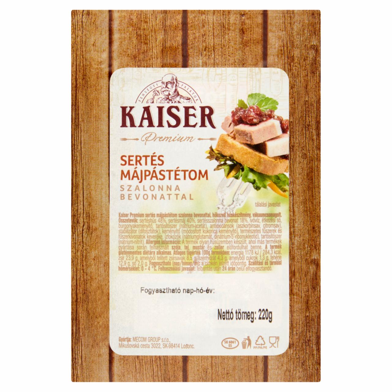 Képek - Kaiser Premium sertés májpástétom szalonna bevonattal 220 g