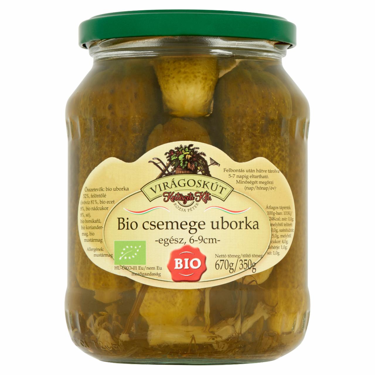 Képek - Virágoskút BIO csemege uborka 6-9 cm 670 g