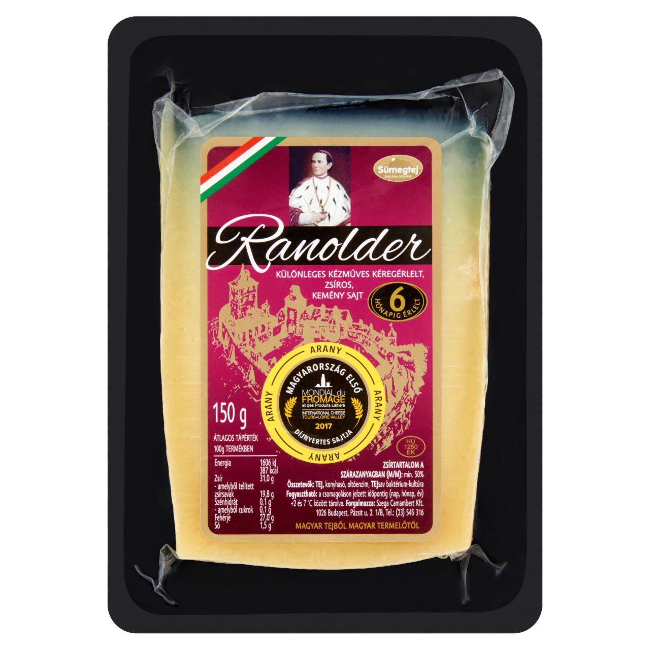 Képek - Sümegtej Ranolder különleges kézműves kéregérlelt, zsíros, kemény sajt 150 g