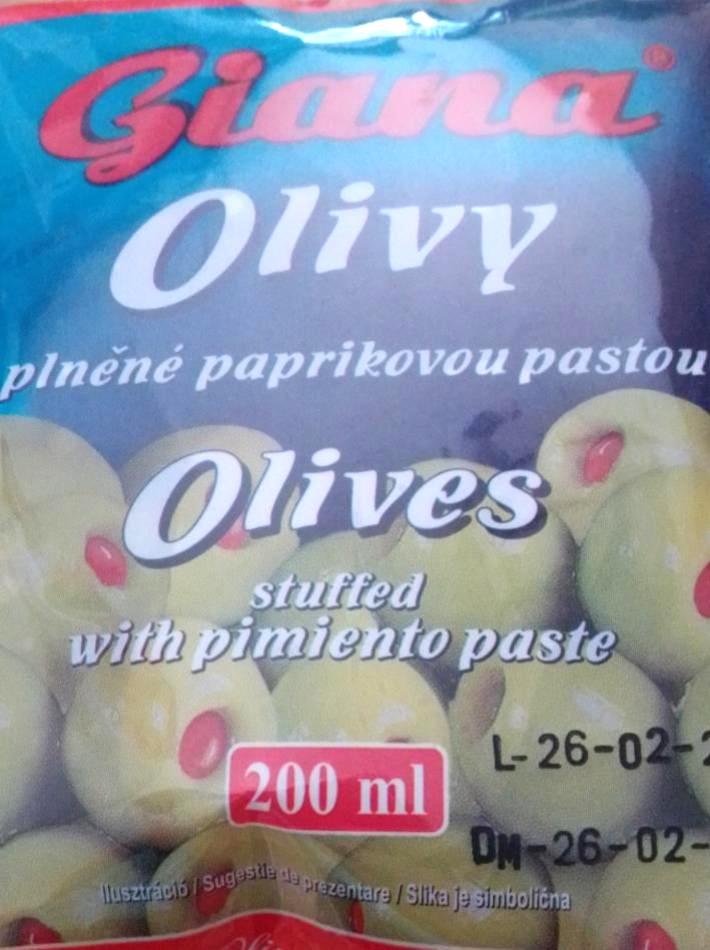 Képek - Giana zöld olívabogyó paprikakrémmel töltve sós lében 195 g