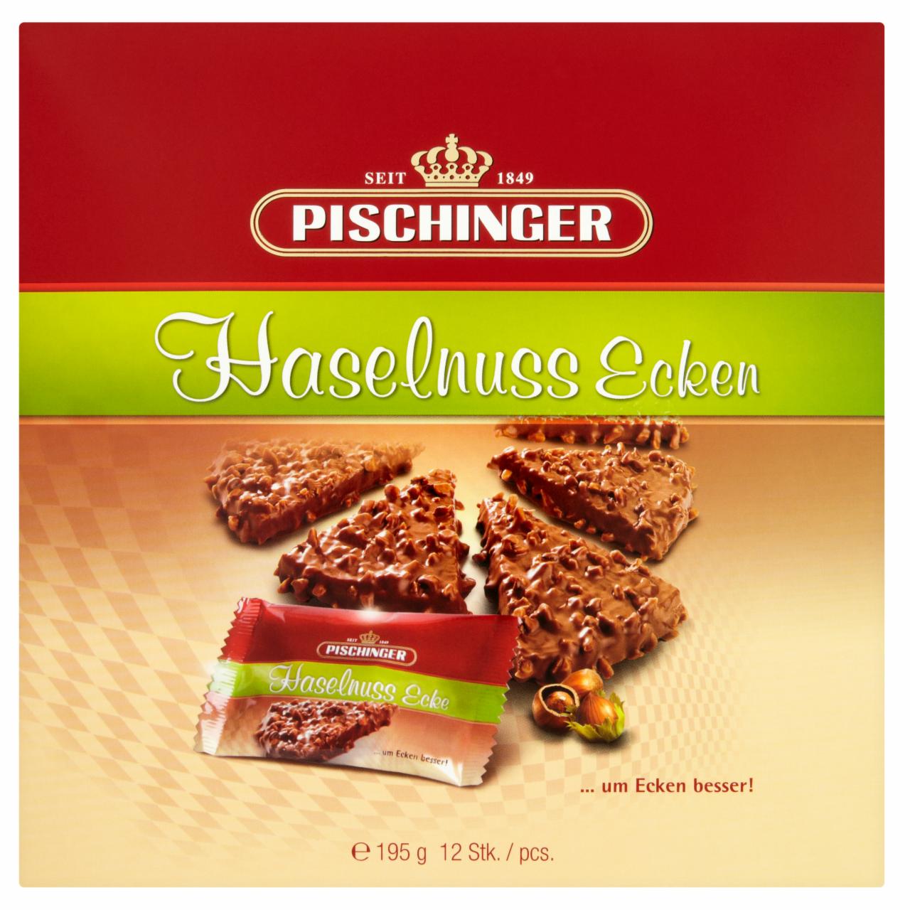 Képek - Pischinger Haselnuss Ecken mogyorókrémmel töltött tejcsokoládé bevonatú ropogós ostya 195 g