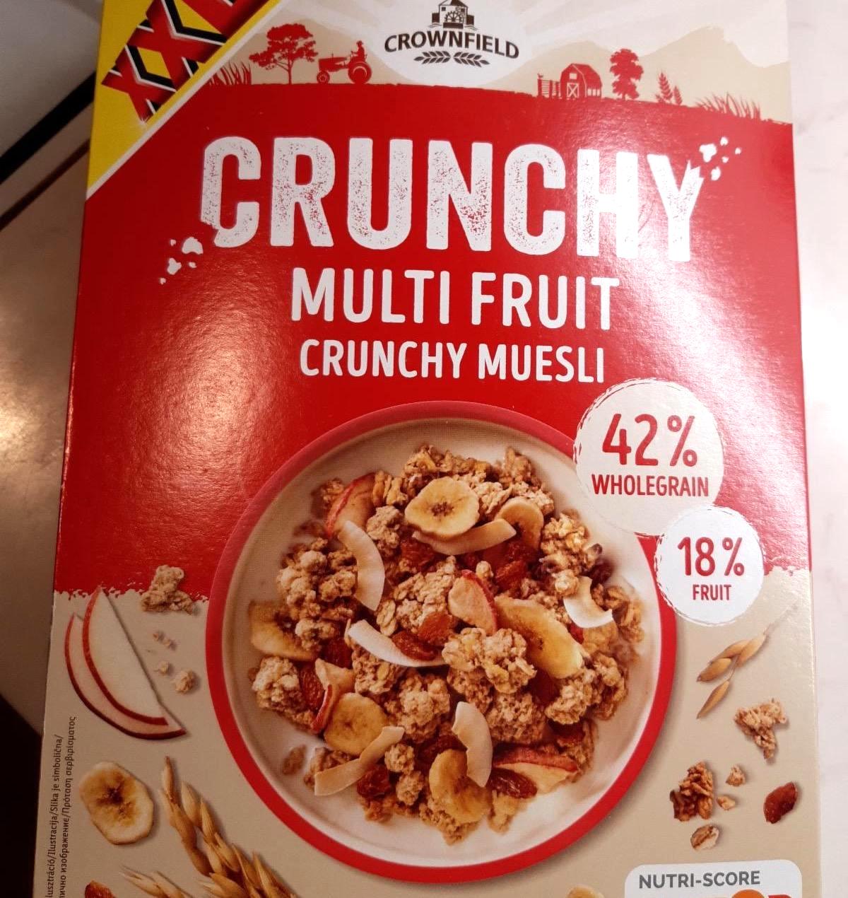 Crunchy multi fruit műzli Crownfield - kalória, kJ és tápértékek ...
