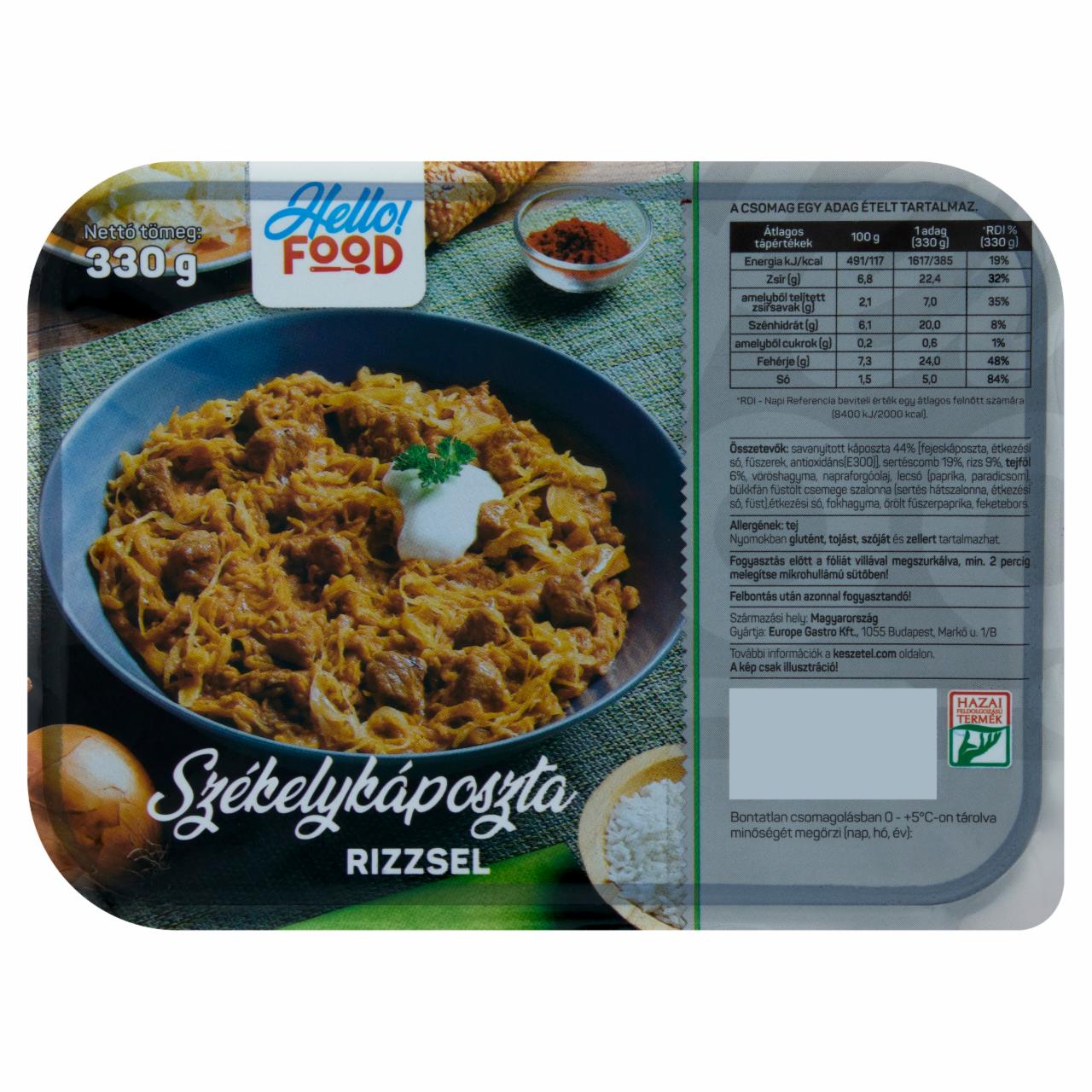 Képek - Hello Food székelykáposzta rizzsel 330 g