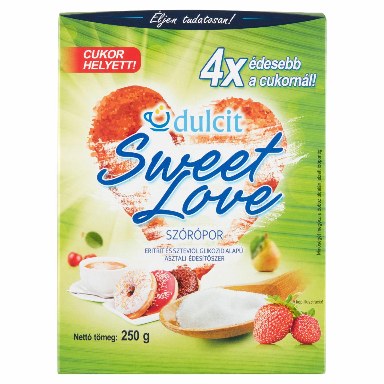 Képek - Dulcit Sweet Love eritrit és szteviol glikozid alapú asztali édesítőszer szórópor 250 g