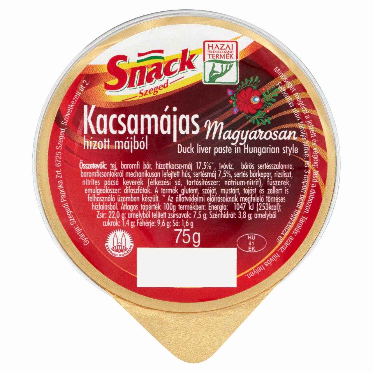 Képek - Snack Szeged kacsamájas hízott májból magyarosan 75 g