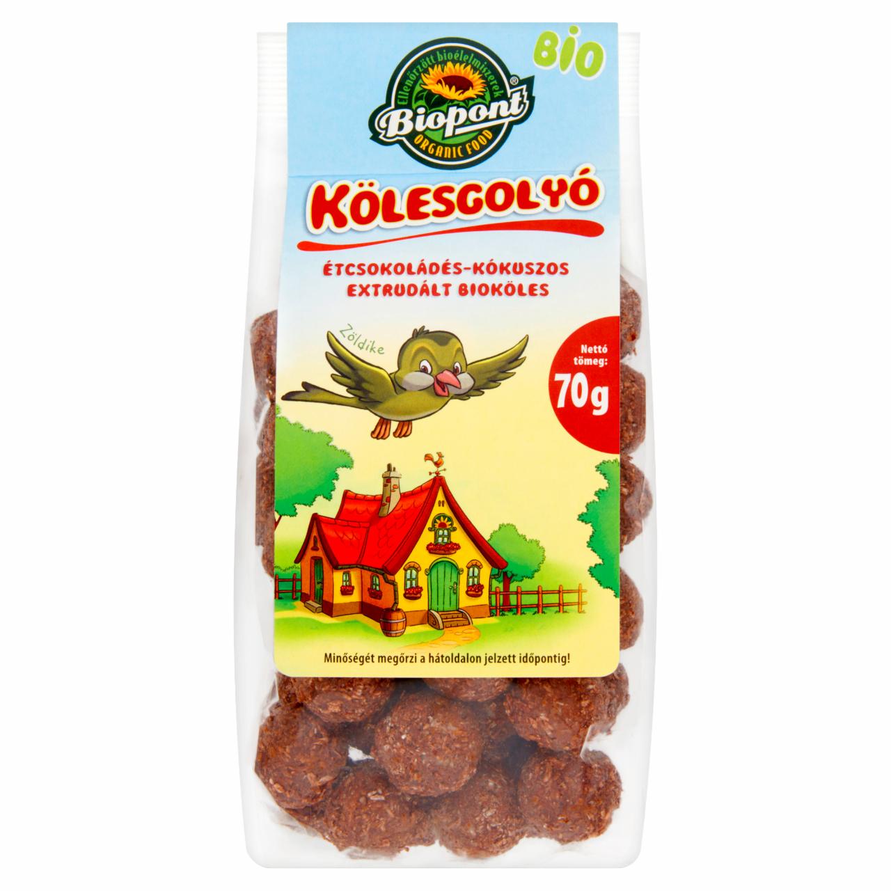 Képek - Biopont BIO étcsokoládés-kókuszos kölesgolyó 70 g