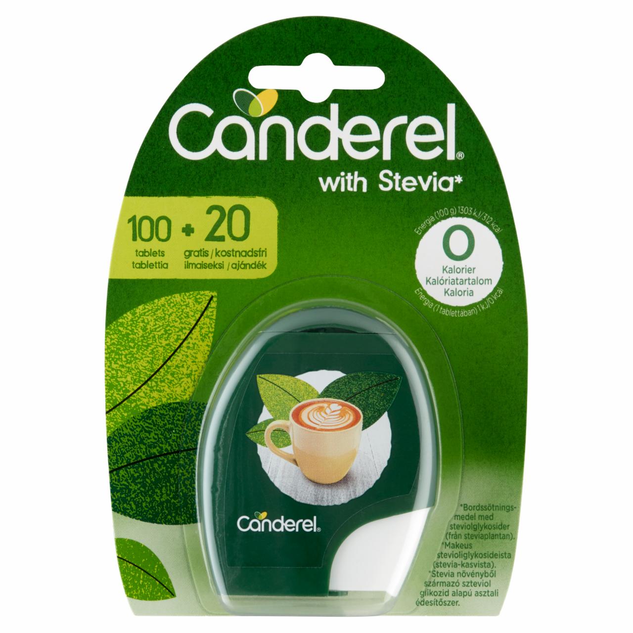 Képek - Canderel stevia növényből származó szteviol glikozid alapú asztali édesítőszer 120 db 10,2 g