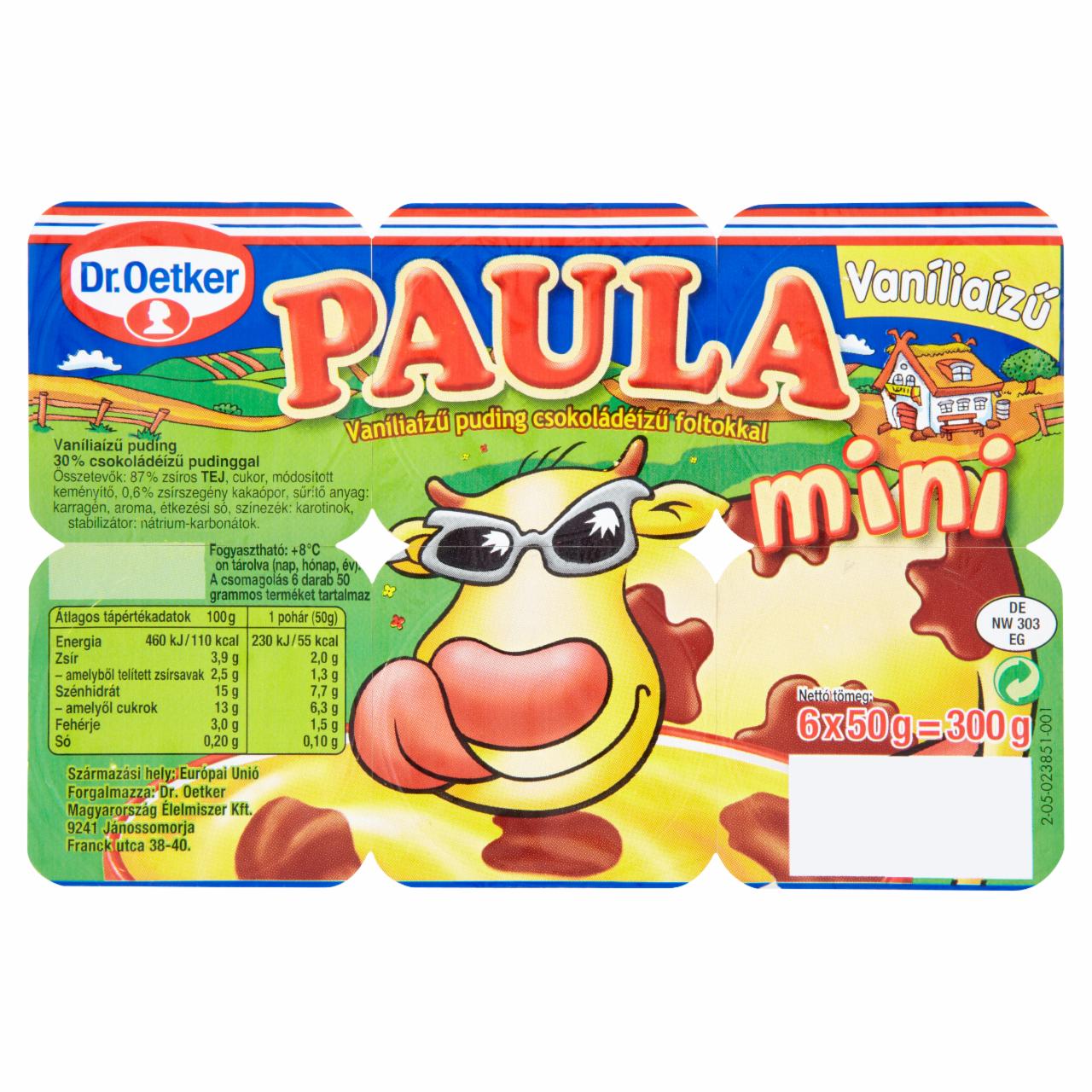 Képek - Dr. Oetker Paula Mini vaníliaízű puding csokoládéízű foltokkal 6 x 50 g