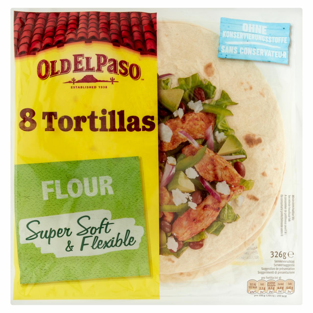 Képek - Old El Paso tortilla lepények búzalisztből 8 db 326 g