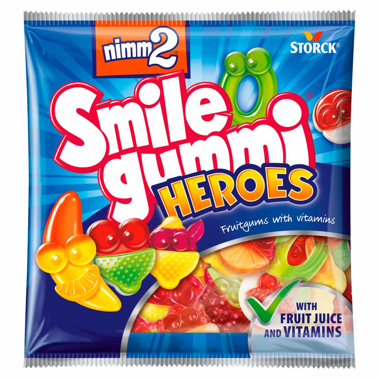 Képek - nimm2 Smilegummi Heroes vegyes gyümölcs ízű gumicukorka vitaminokkal 90 g