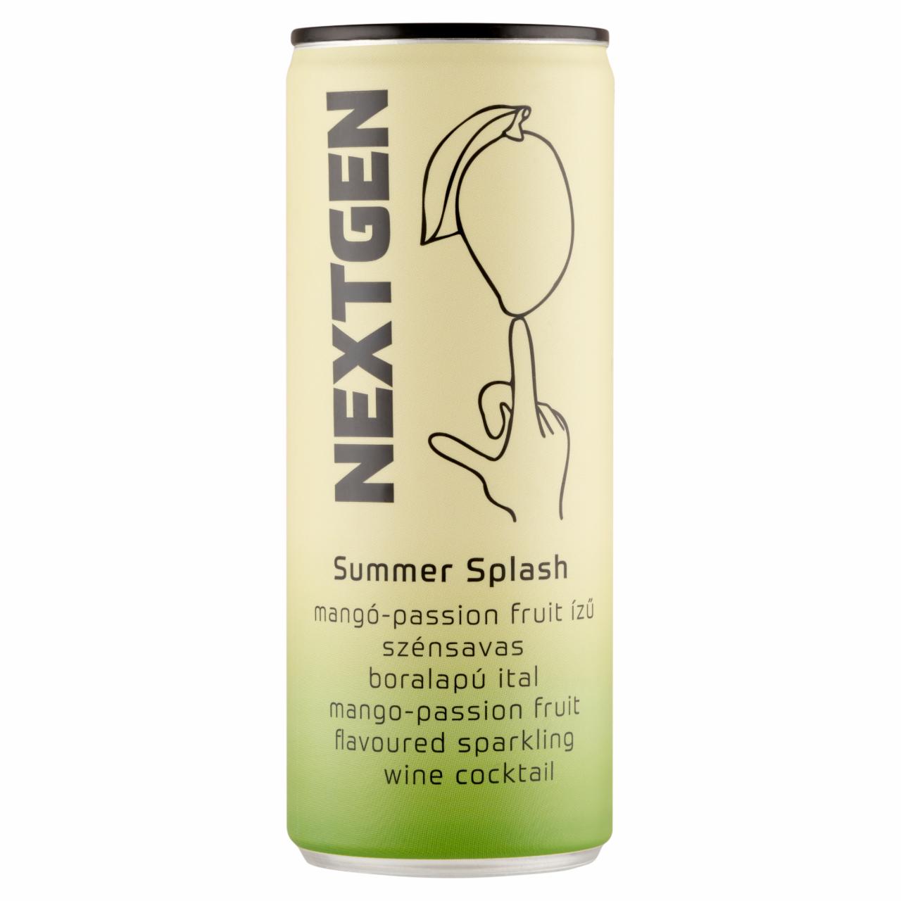 Képek - NextGen Summer Splash mangó-passion fruit ízű szénsavas boralapú ital 7,2% 250 ml 
