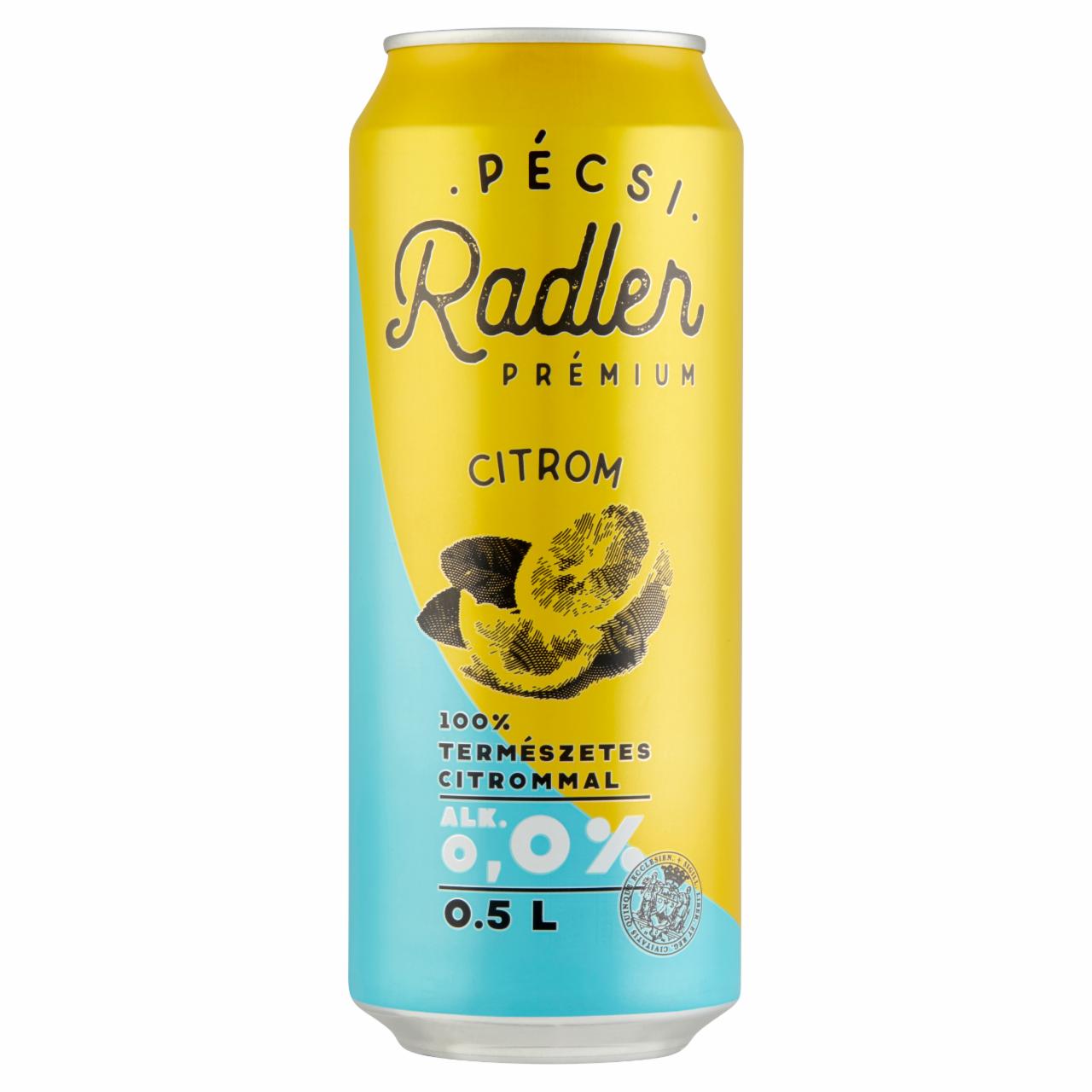 Képek - Pécsi Radler Prémium Citrom alkoholmentes világos sör & citrom ízű szénsavas üdítőital keverék 0,5 l