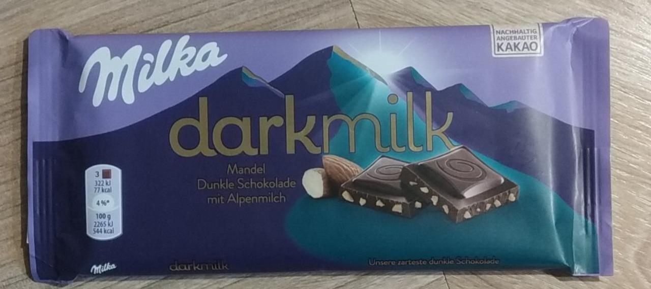 Képek - Milka Darkmilk alpesi tej felhasználásával készült csokoládé manduladarabokkal