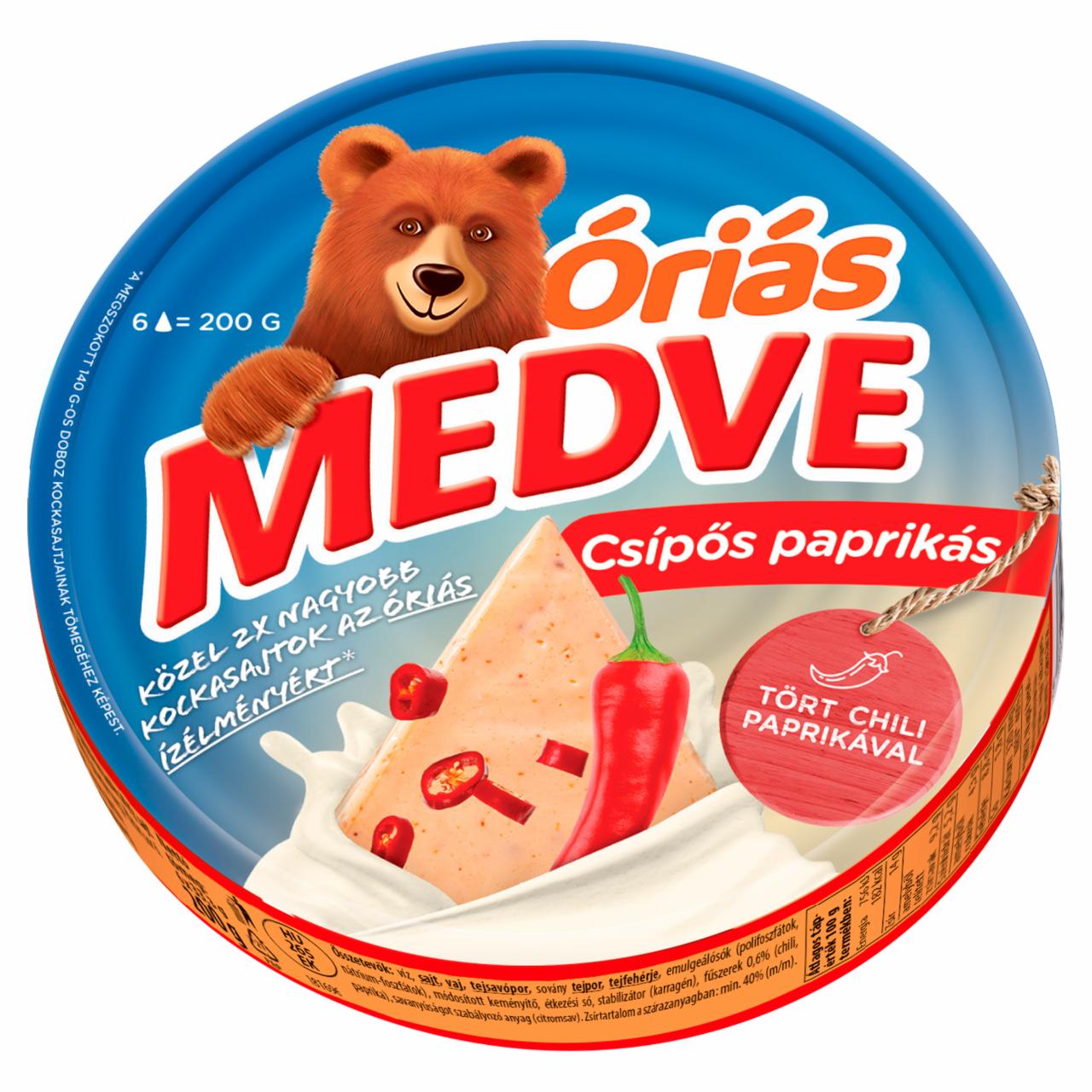 Képek - Medve Óriás csípőspaprikás kenhető, félzsíros ömlesztett sajt 6 x 33,3 g (200 g)