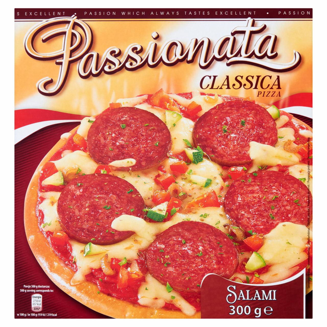 Képek - Passionata Classica Salami gyorsfagyasztott pizza füstölt, sertés szalámival 300 g