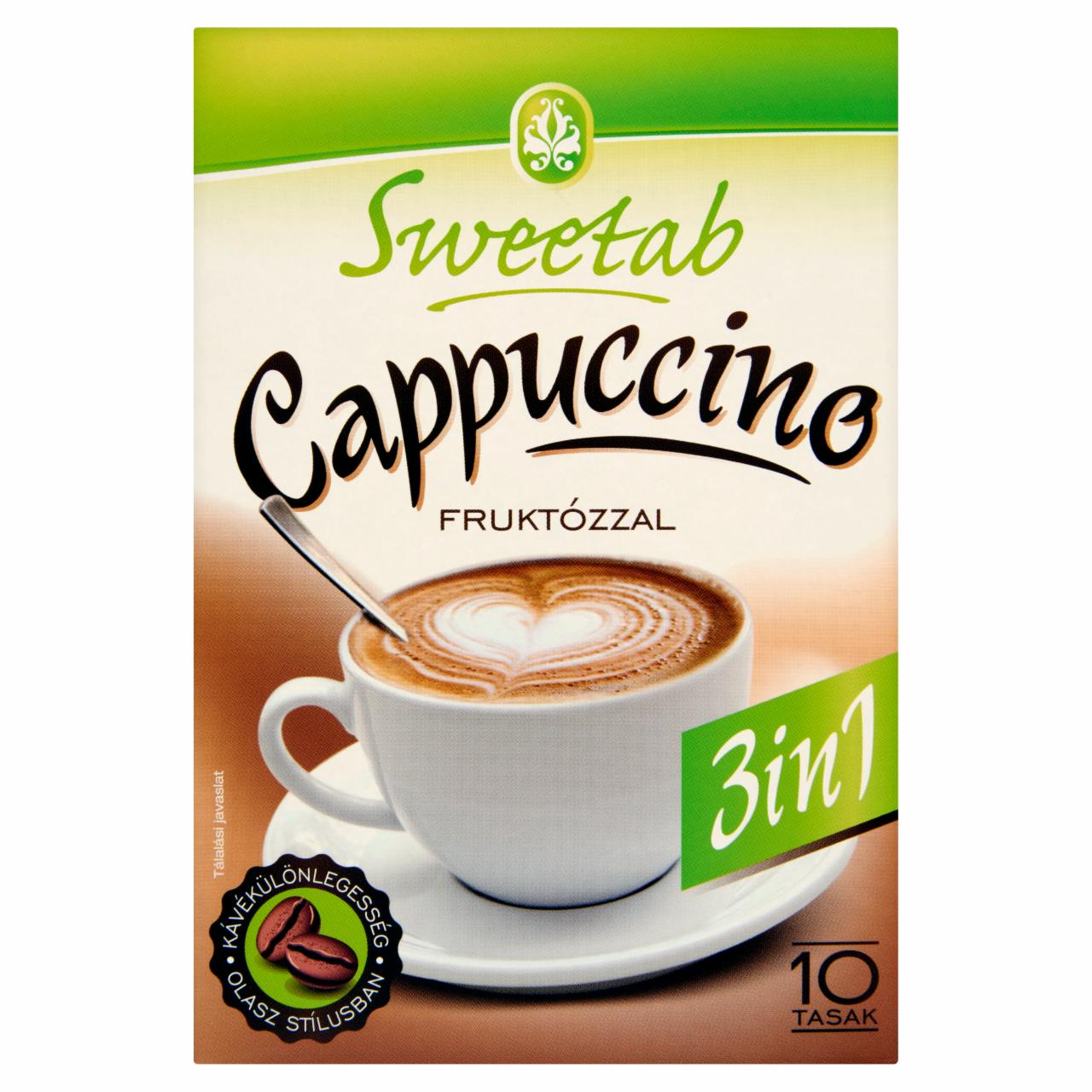Képek - Sweetab Cappuccino 3 in 1 azonnal oldódó kávéspecialitás fruktózzal 10 db 100 g