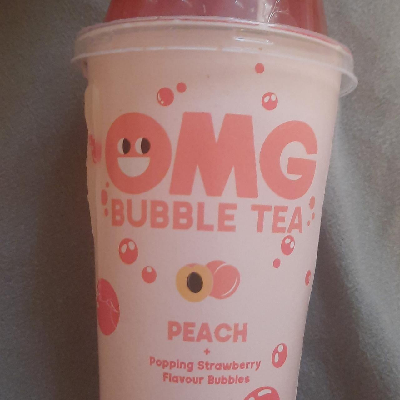 Képek - OMG Bubble Tea barack ízű fekete tea & eper ízű szétpattanó golyóval 270 ml