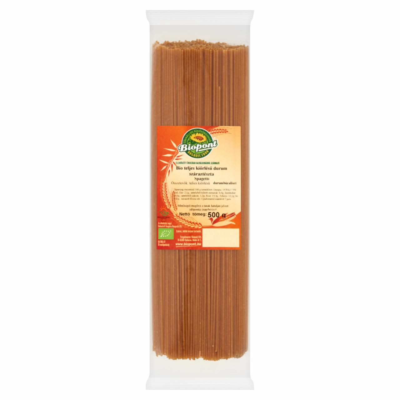 Képek - Biopont BIO spagetti teljes kiőrlésű durum száraztészta 500 g