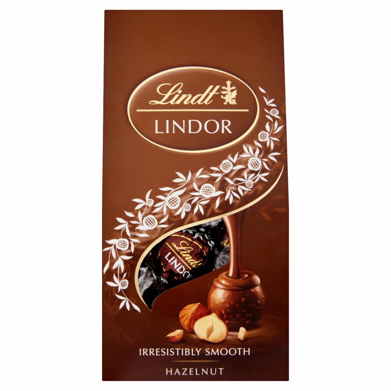 Képek - Lindt Lindor svájci tejcsokoládé golyók lágyan olvadó krémmel és mogyoródarabkákkal töltve 100 g