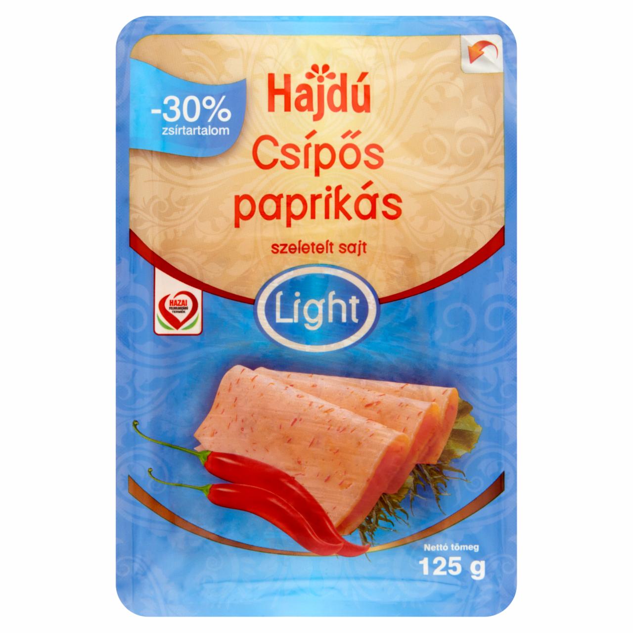 Képek - Hajdú Light félzsíros, félkemény csípős paprikás szeletelt trappista sajt 125 g