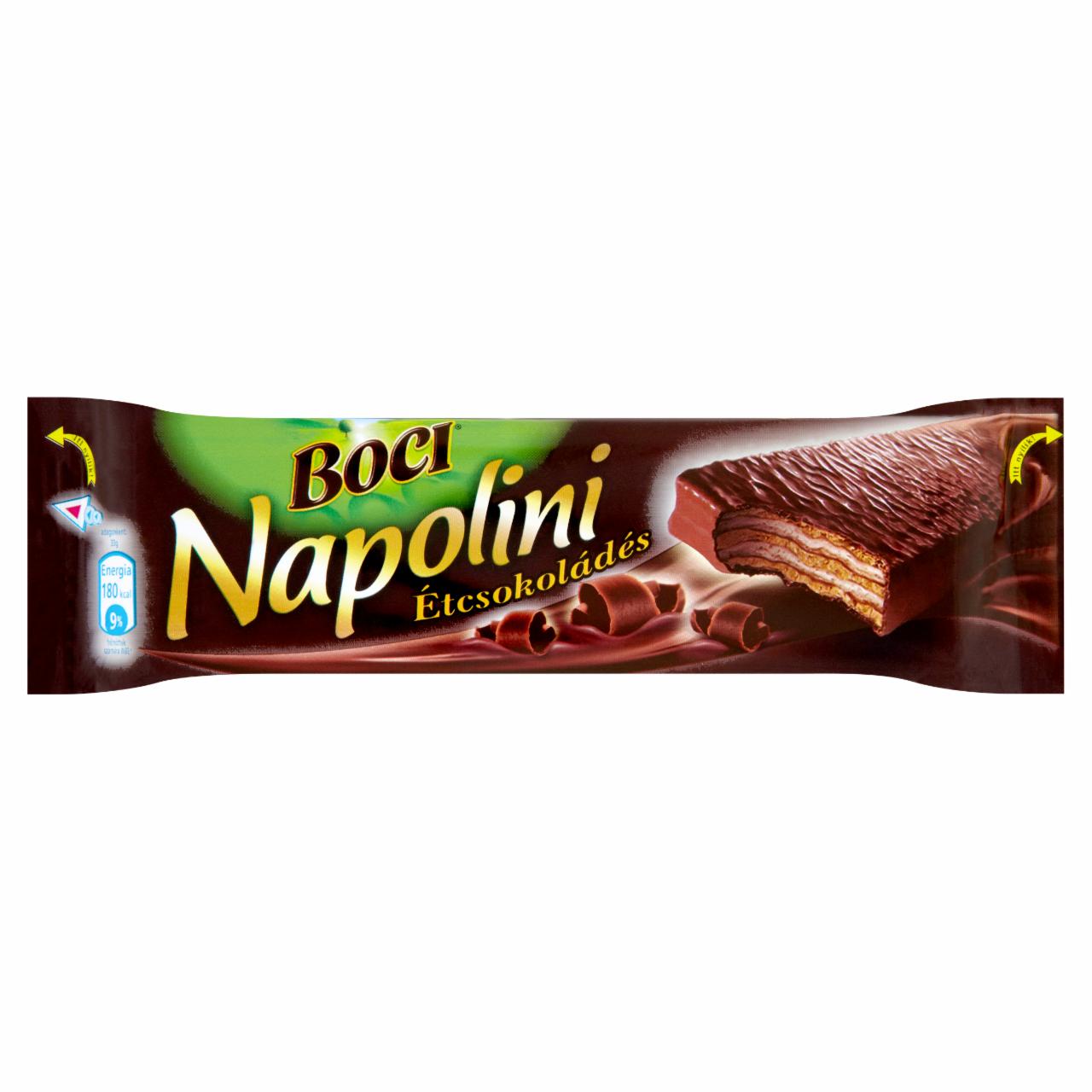 Képek - Boci Napolini étcsokoládéval mártott, kakaós krémmel töltött ostya 33 g