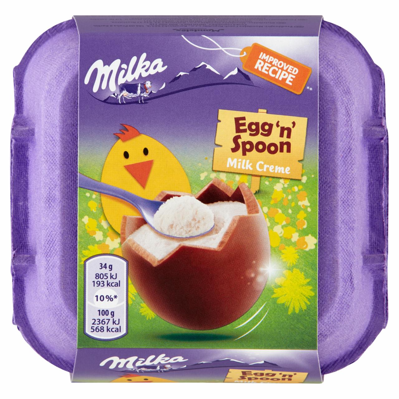 Képek - Milka Egg 'n' Spoon Milk Creme tejcsokoládé tejes krémtöltelékkel 4 x 34 g (136 g)
