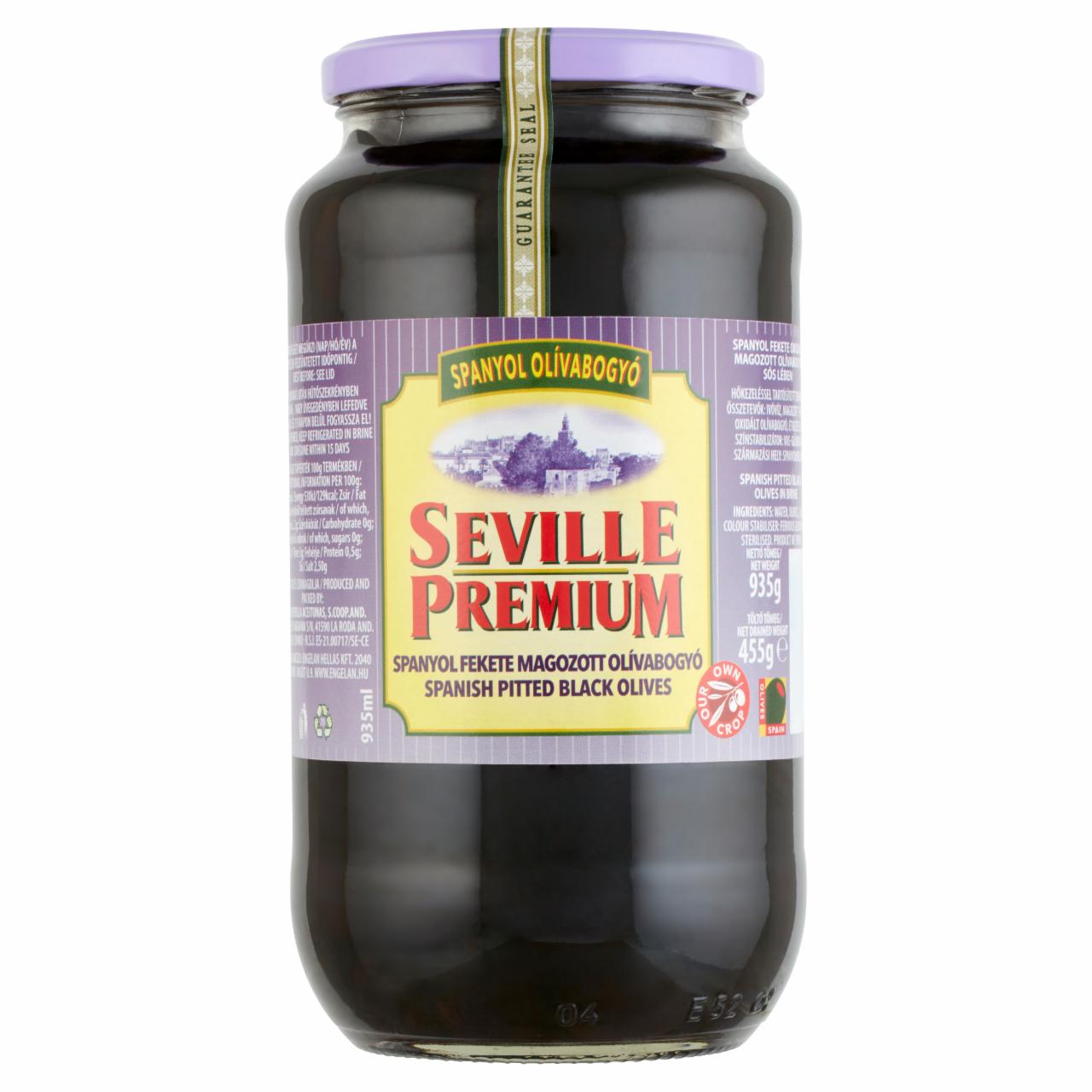 Képek - Seville Premium spanyol fekete magozott olívabogyó sós lében 935 g