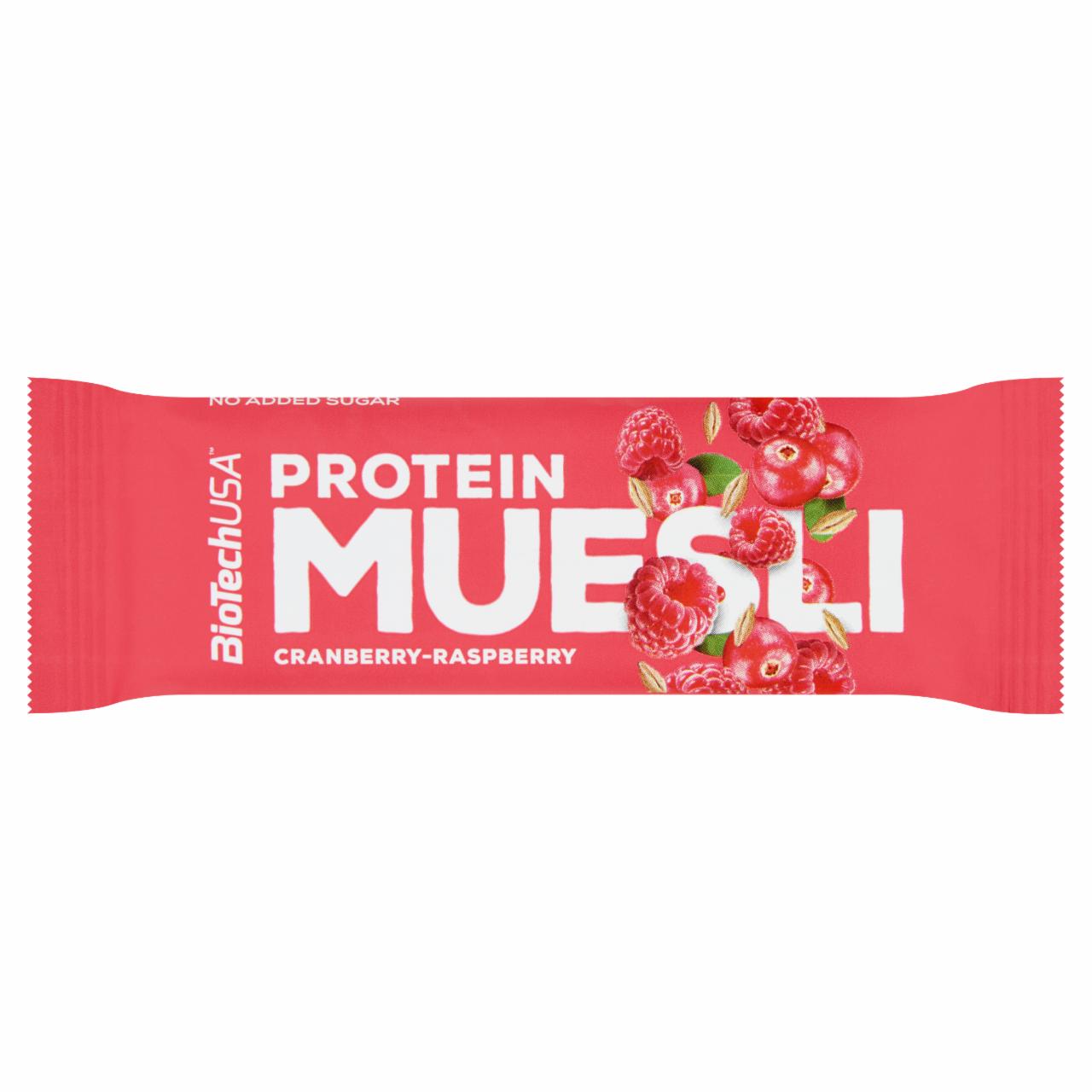 Képek - BioTechUSA Protein Muesli áfonyás málnás müzliszelet vitaminokkal, vassal és édesítőszerrel 30 g