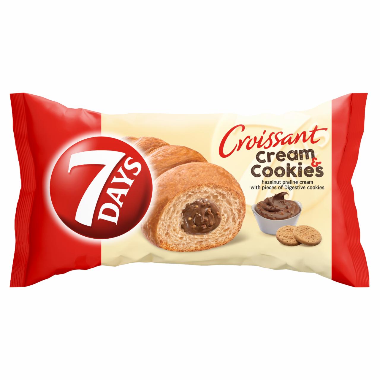Képek - 7DAYS Cream & Cookies mogyorókrémmel töltött croissant keksz darabokkal 60 g
