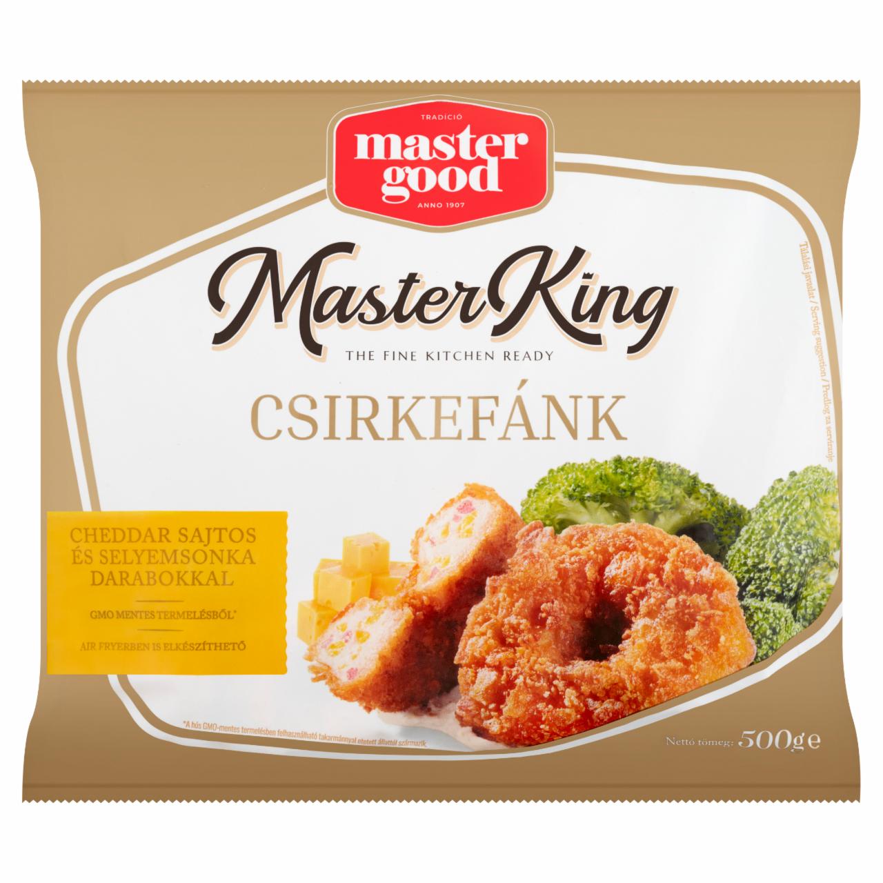 Képek - Master Good Master King gyorsfagyasztott csirkefánk cheddar sajtos és selyemsonka darabokkal 500 g 