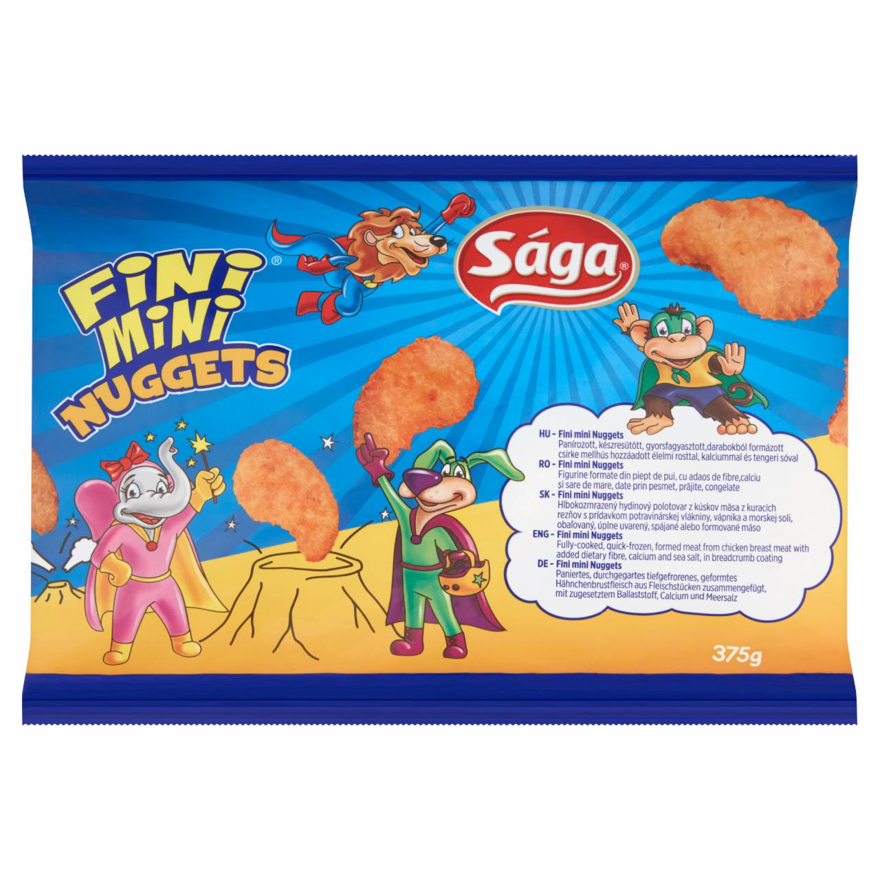 Képek - Sága Fini Mini Nuggets panírozott, készresütött, gyorsfagyasztott csirke mellhús 375 g