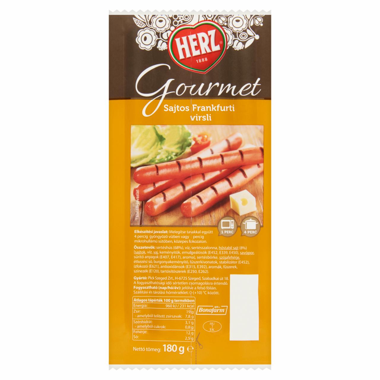 Képek - HERZ Gourmet sajtos frankfurti virsli 180 g