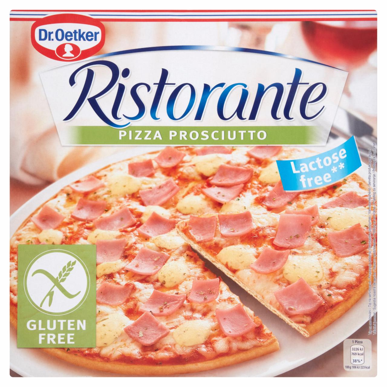 Képek - Dr. Oetker Ristorante Pizza Prosciutto gyorsfagyasztott gluténmentes sonkás-sajtos pizza 345 g