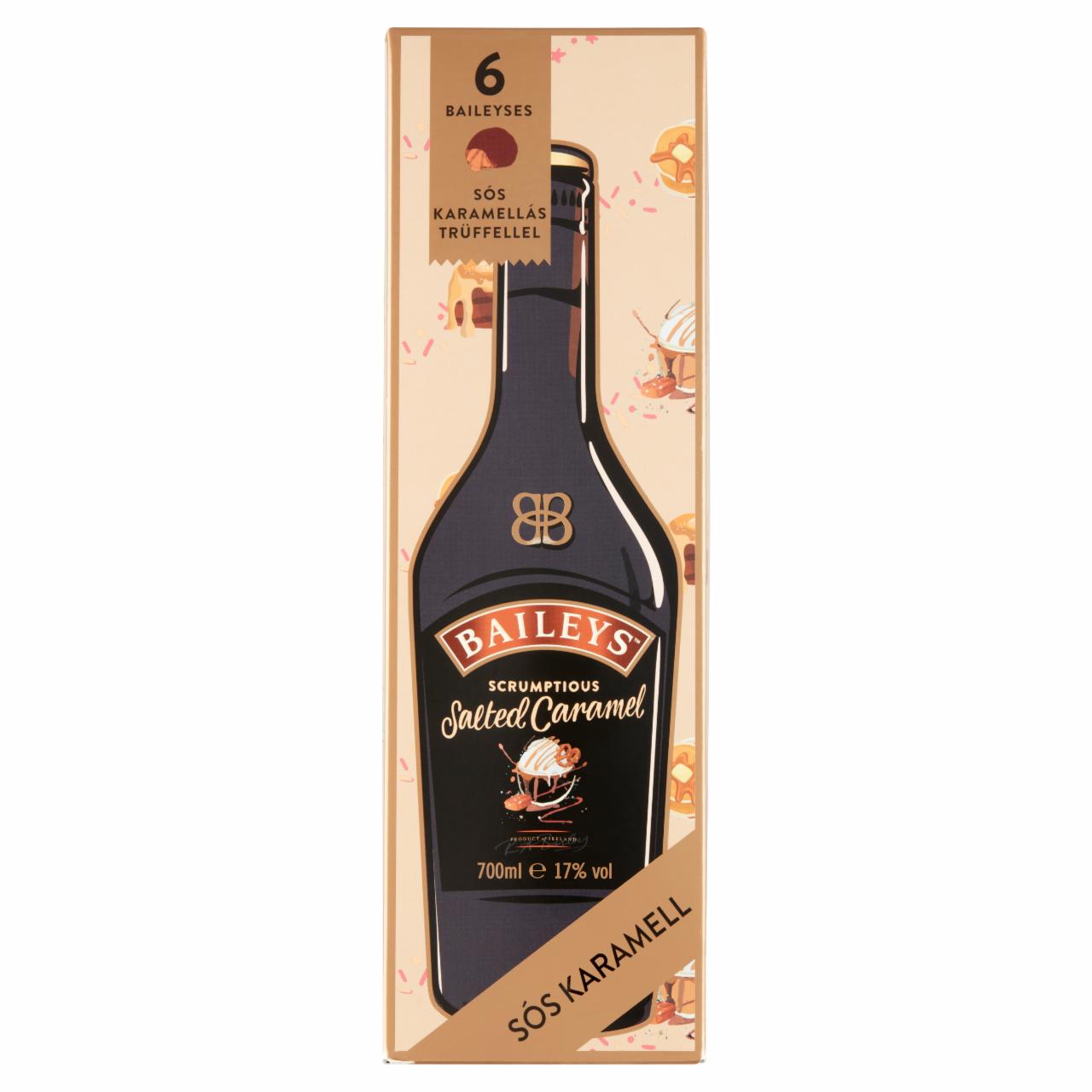 Képek - Baileys sós karamell ízű ír krémlikőr + 6 db sós karamellás trüffelgolyó 17% 0,7 l