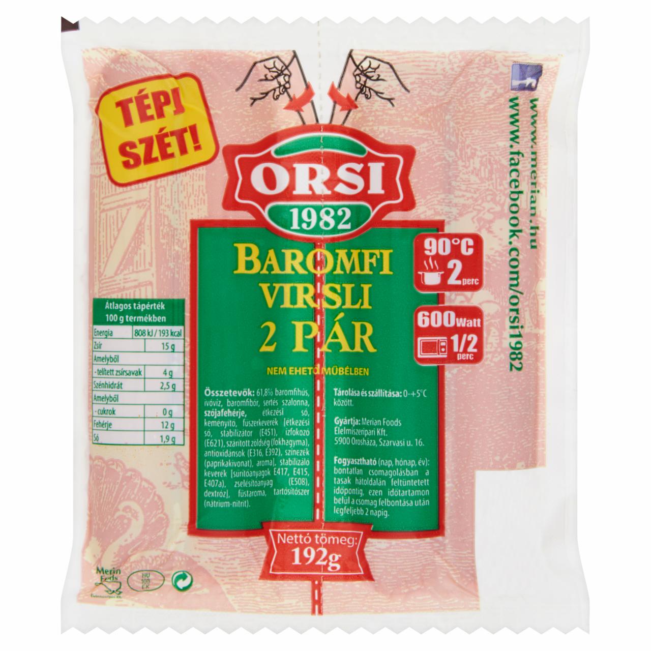 Képek - Orsi baromfi virsli 192 g