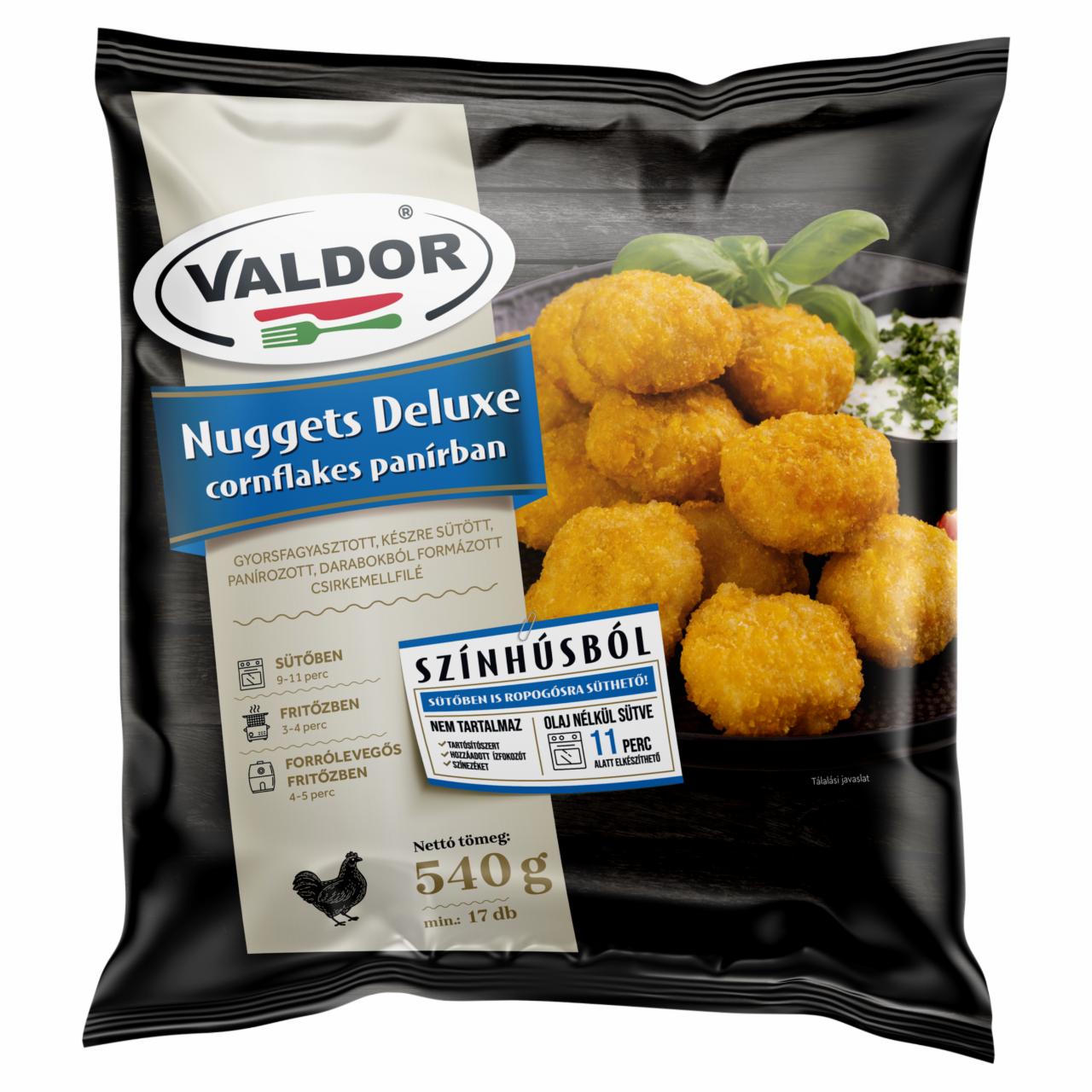 Képek - Valdor Nuggets Deluxe gyorsfagyasztott, készre sütött csirkemellfilé cornflakes panírban 540 g